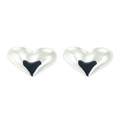 Elongated and Convex Sterling Silver Heart Stud Earrings by BeYindi
