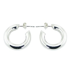 Round Tubular Sterling Silver Stud Earrings