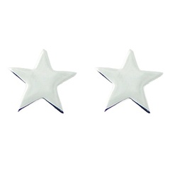 Polished Sterling Silver Star Stud Earrings