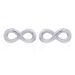 Casted Plain Sterling Silver Infinity Stud Earrings by BeYindi