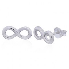 Casted Plain Sterling Silver Infinity Stud Earrings by BeYindi 