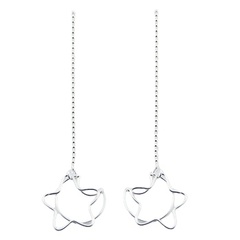 Star And Moon On Ball Chains Sterling Silver Stud Earrings