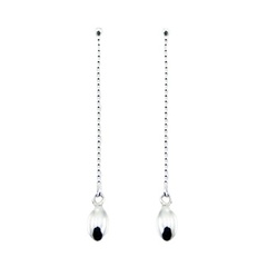 Long Sterling Silver Stud Earrings Droplets On Chains