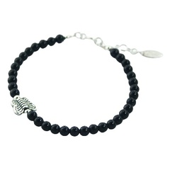 Gemstone Bead Bracelet with Casted Silver Butterfly Bead 