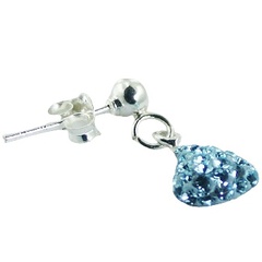 Sterling Silver Czech Crystal Raindrop Stud Earrings