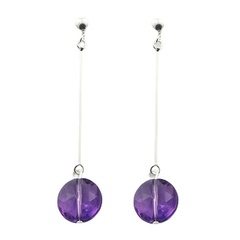 Silver Stud Earrings Faceted Glass Crystal Discs On Sticks