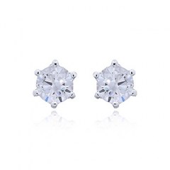 Prong Set Round Clear Cubic Zirconia Studs