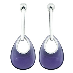 Violet Hydro Quartz Stud Earrings 925 Silver Framed Drops On Loops