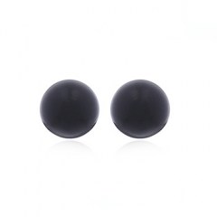 Discreet Black Agate 925 Silver Stud Earrings Versatile Spheres by BeYindi