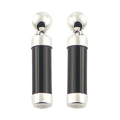 Top Black Agate Cylinders Sterling Silver Stud Earrings