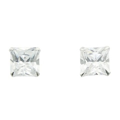 Cubic Zirconia Ear Stud Earrings Sterling Silver Setting