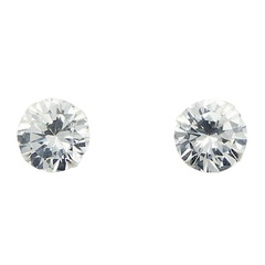 Sterling Silver Stud Earrings Chic Faceted Cubic Zirconia