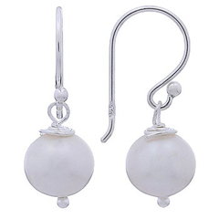 Cute spherical freshwater pearls hand soldered silver earrings by BeYindi 