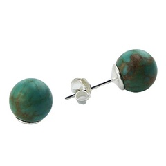 Gorgeous Petite Turquoise Ear Studs Gemstone Spheres