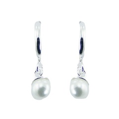 Arched Sterling Silver Stud Earrings with Imitation Pearls