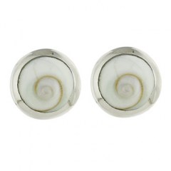 8 mm Round Sterling Silver Shiva Eye Shell Stud Earrings by BeYindi