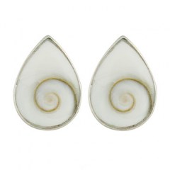 Drop-shaped Sterling Silver Shiva Eye Shell Stud Earrings by BeYindi