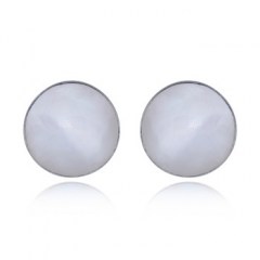 10mm Round Mother of Pearl Sterling Silver Stud Earrings by BeYindi