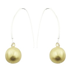 Sterling Silver Drop Vermeil Earrings Golden Spheres by BeYindi