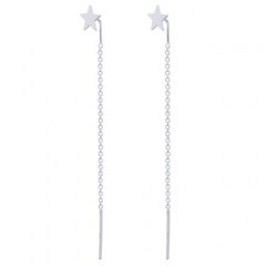 Twinkling Star RhodiumPlated Chain Threader Earrings In Silver 925 by BeYindi