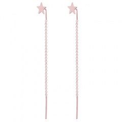 Twinkling Star Rose Gold Plated Chain Threader Earrings In Silver 925
