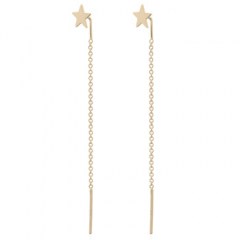 Twinkling Star Yellow Gold Plated Chain Threader Earrings In Silver 925 by BeYindi