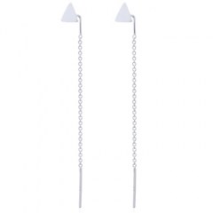 Little Triangle Rhodium Chain Threader Earrings In Silver 925