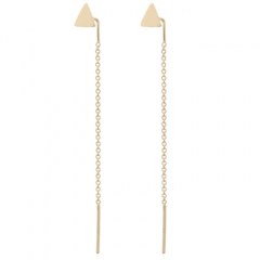 Little Triangle Yellow Gold Chain Threader Earrings In Silver 925