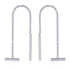 Delicate Silver 925 Bar Thread Earrings by BeYindi