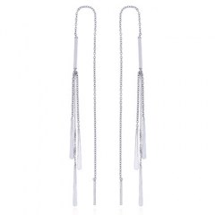Silver Threader Earrings Chains with Flat Drops