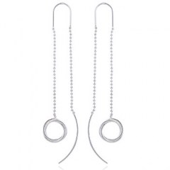 Sterling Silver Intertwined Circle and Arc Threader Earrings