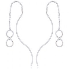Infinity Symbol and Curved Post Sterling Silver Threader Earrings