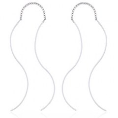 Sterling Silver Earrings Simplistic Curved Threaders