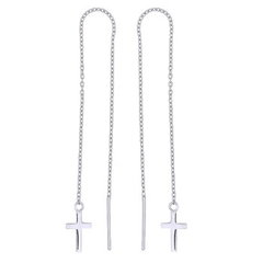 Christian Cross Sterling Silver Threader Earrings by BeYindi