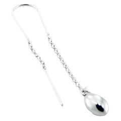 Simplistic Ovals Plain Sterling Silver Threader Earrings by BeYindi 2