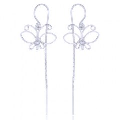 Plain Silver Earrings Airy Wirework Butterfly Threaders