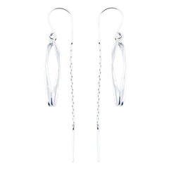 Plain Silver Threader Earrings Fine Wirework On Swing Loops by BeYindi 