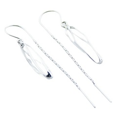 Plain Silver Threader Earrings Fine Wirework On Swing Loops by BeYindi 2