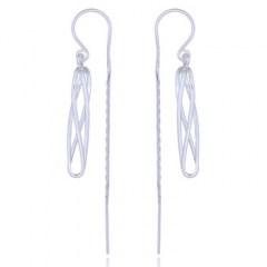 Plain Silver Threader Earrings Fine Wirework On Swing Loops by BeYindi