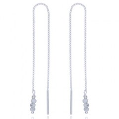 White Howlite Beads Silver Chain Threader Earrings