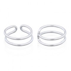 Parallel Lines Polished Silver Wire Ear Cuff Earrings
