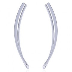 Tiny Slim Curve Line Silver 925 Earrings