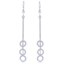 Hoops On Chains Plain Sterling Silver Chandelier Earrings
