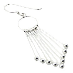 Fahionable Chandelier Earrings Silver Spheres On Sticks by BeYindi 2