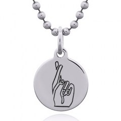 Hand Sign " Promise " On Sterling Silver 925 Disc Pendant by BeYindi