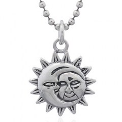 Crescent Moon And Sun 925 Silver Pendants by BeYindi