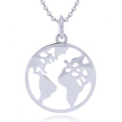 World Map Sterling Silver Pendant