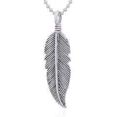 Native American Inspired Silver Feather Pendant