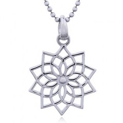 Silver Open Lotus Mandala Pendant by BeYindi