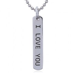 Silver Tag Pendant "I Love You"